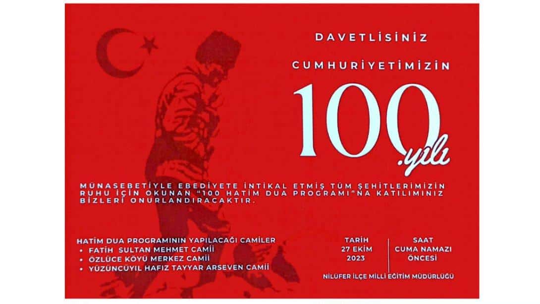 100 HATİM DUA PROGRAMINA DAVET